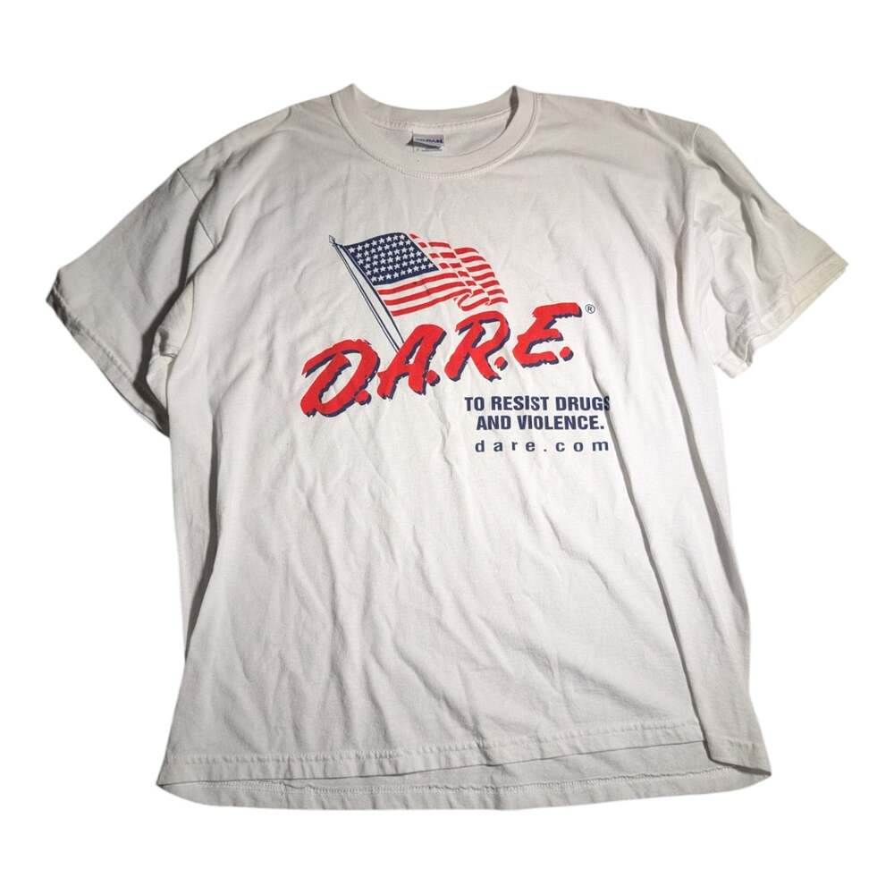 Vtg 1990s DARE To Resist Drugs and Violence White Logo T-Shirt Unisex Sz L